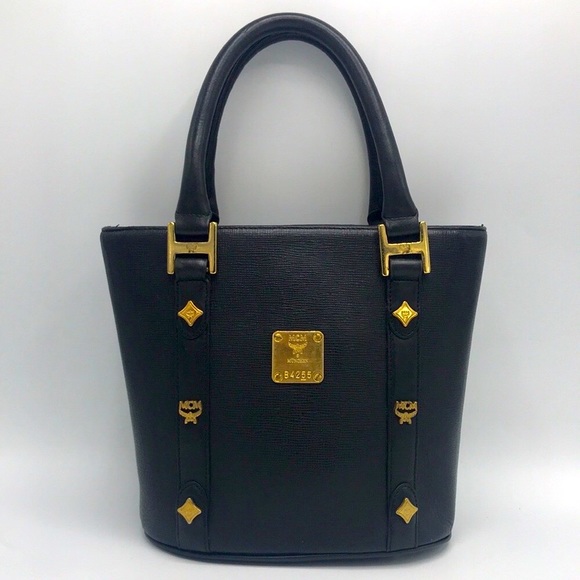 MCM Handbags - Authentic MCM Black Pebbled Leather Small Tote Bag